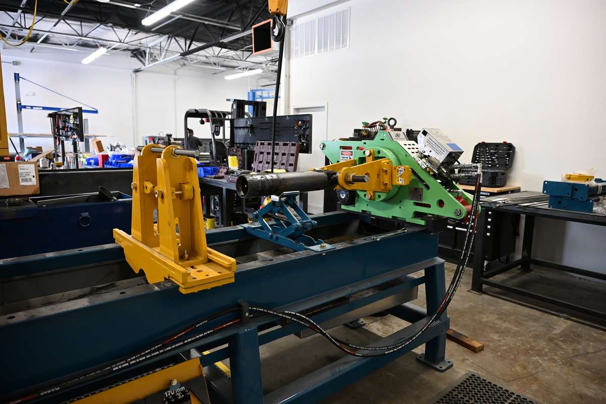 Overview of the cylinder repair press in Wilson Company's shop