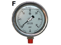 Model F Gauge - 1/4" NPT Standard Bottom Connection