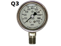 Model Q3 Gauge - 1/4" NPT Standard Bottom Connection