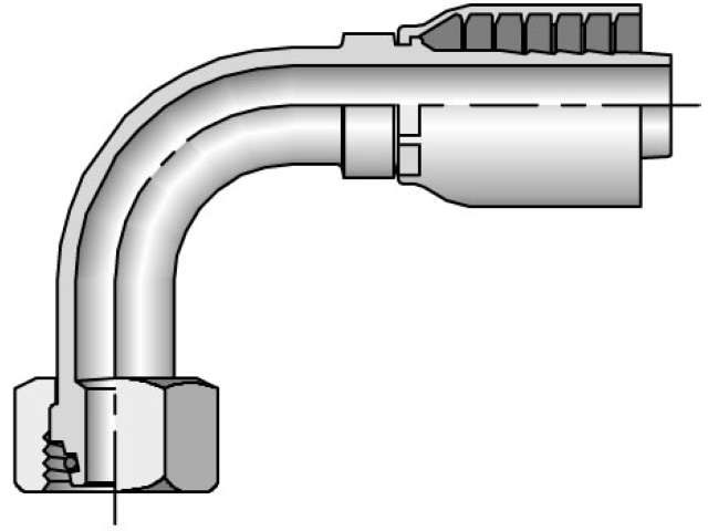 Parkrimp Permanent Universal - UPTC – Female Metric C - Swivel - 90° Elbow - (24° Cone with O-Ring) 43 Series 11C43