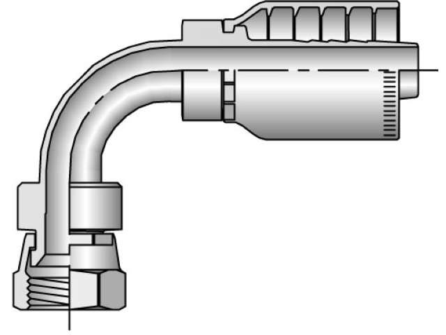Parkrimp Permanent Female JIC 37° - Swivel - 90° Elbow - Short Drop 78 Series 13978