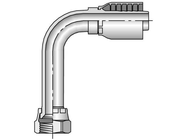 Parkrimp Permanent Female JIC 37° - Swivel - 90° Elbow - Long Drop 43 Series 14143