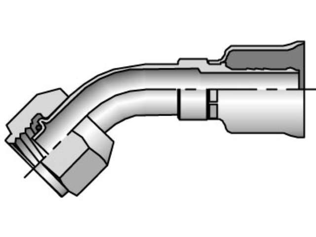 Parkrimp Permanent Female Tube-O - Swivel - 45° Elbow - Short Pilot 26 Series 15H26