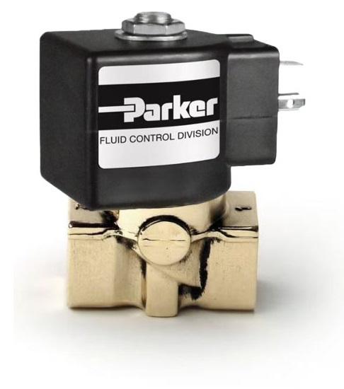Parker 2-Way Brass Valve 1/4 Inch Direct Acting DIN Coil