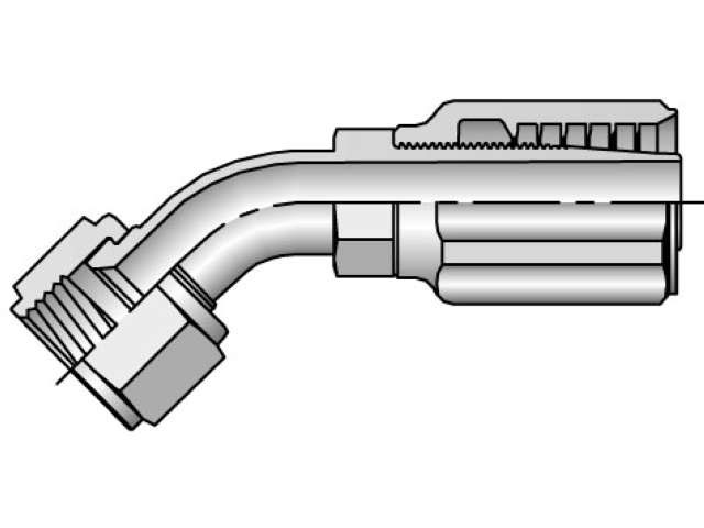 Field Attachable Shell & Nipple Female JIC 37° - Swivel - 45° Elbow - Short Drop 42 Series 23742