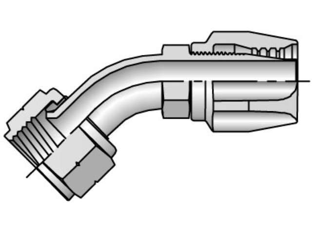 Field Attachable Shell & Nipple Female SAE 45° - Swivel - 45° Elbow 21 Series 27721