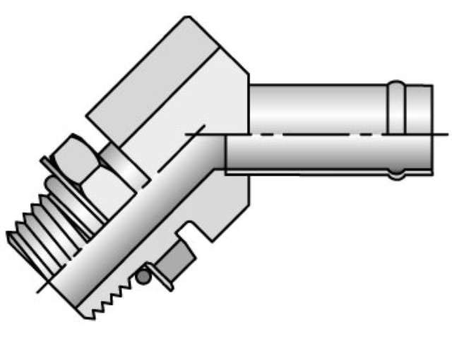 Barbed Nipple Male SAE Straight Thread with O-Ring - Rigid - 45 Elbow TB Series 35TB