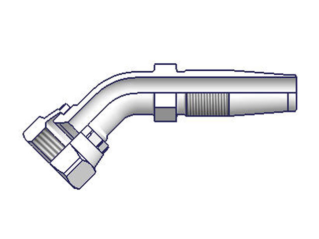 Field Attachable Nipple Female JIC 37° - Swivel - 45° Elbow - Short Drop 20 Series 23720