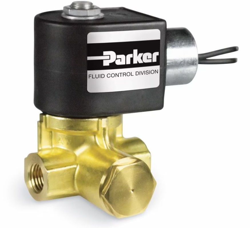 Parker 2-Way Normally Closed, 1/4 NPT Solenoid Valves provide operating pressures up to 600 PSI and flow factors up to 2.5 CV's. They offer multiple body materials, mounting positions and coil options for all general purpose flow control applications. Parker 2-Way Brass Valve 1/4 Inch