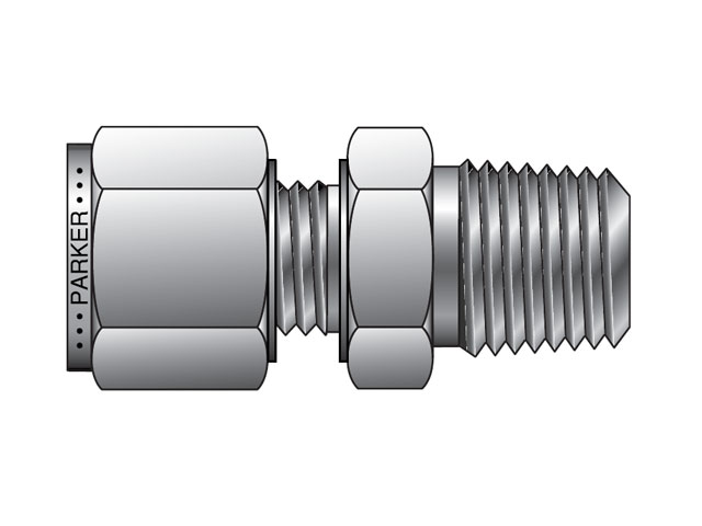 Instrumentation Tube Fitting - Straight NPT Male Connector for use with Metric Tubing CPI Metric Tube NPT Male Connector - FBZ
