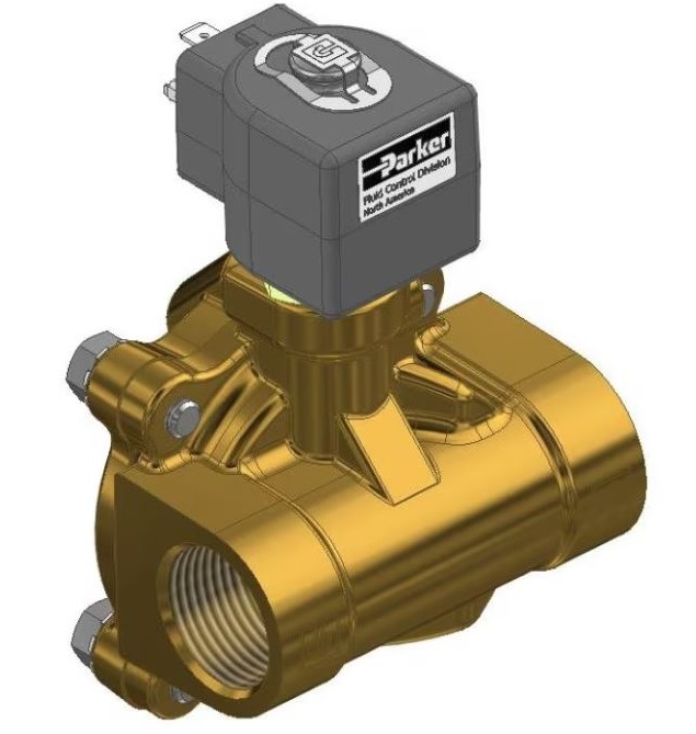 Parker 24 Series - High Flow General Purpose Solenoid Brass Valve - DIN Coil