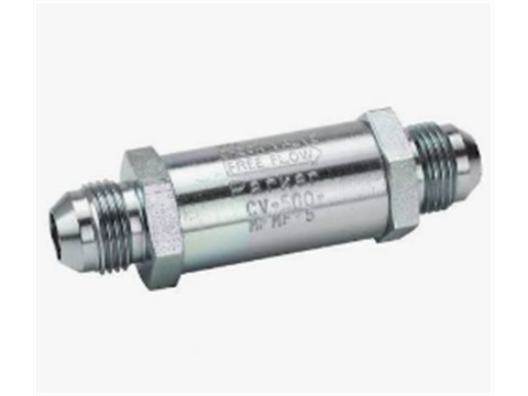 Parkers, in line check valves are one way flow control devices used primarily in hydraulic systems to eliminate potential damage caused by fluid back pressure. Hard Seat, High Flow, In Line Hydraulic Check Valves - CV Series