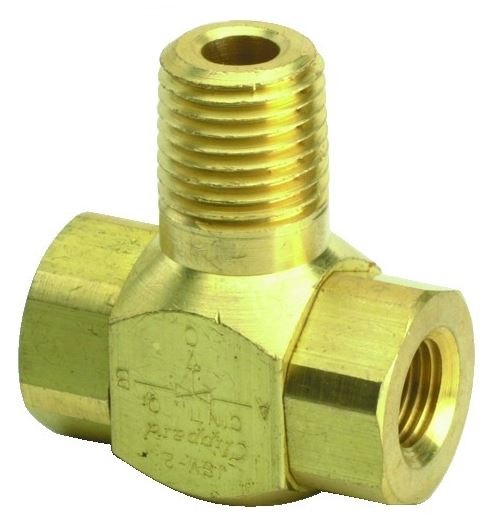 J-Series Shuttle Valve, 1/4” Male Out, 1/8” Female Ins