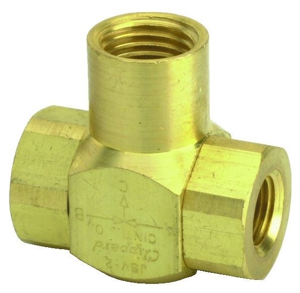 J-Series Shuttle Valve, 1/4” Female Out, 1/8” Female Ins