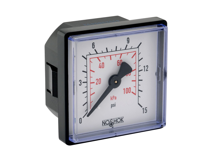 20-148-6000-PSI/KPA NOSHOK - 100 Series Gauge - Square ABS - Panel Mount