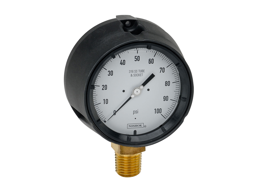 Noshok - 600 Series Gauge - Brass - Liquid Filled - Bottom Connection