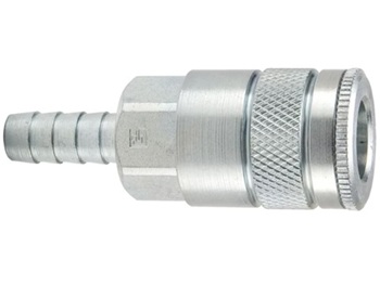 10 Series Tru-Flate Pneumatic Manual Connect Steel Coupler with Hose Barb 10 Series Steel Coupler - Hose Barb