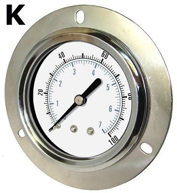 K6KP-GF Model K Gauge - 1/4 NPT Front Flange Panel Mount