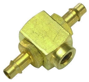 Shuttle Valve, #10-32 Female Outlet, 1/8” ID Hose Inlets