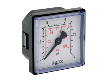 20-148-6000-PSI/KPA NOSHOK - 100 Series Gauge - Square ABS - Panel Mount